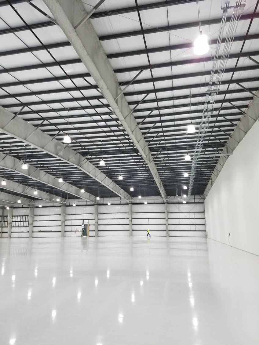 A space with a new Commercial Fireproofing coating
