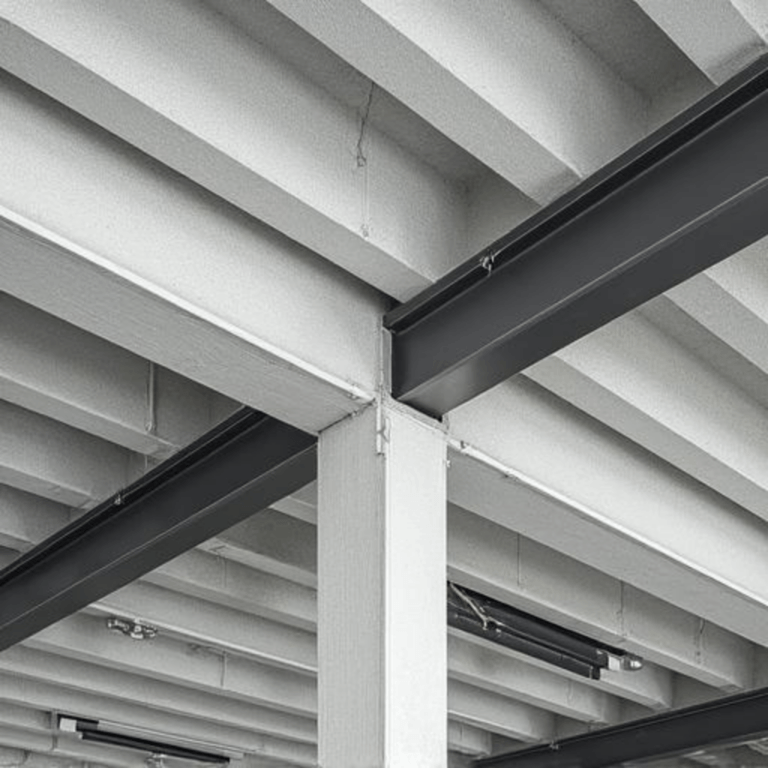 Intumescent Fireproofing in progress of being applied