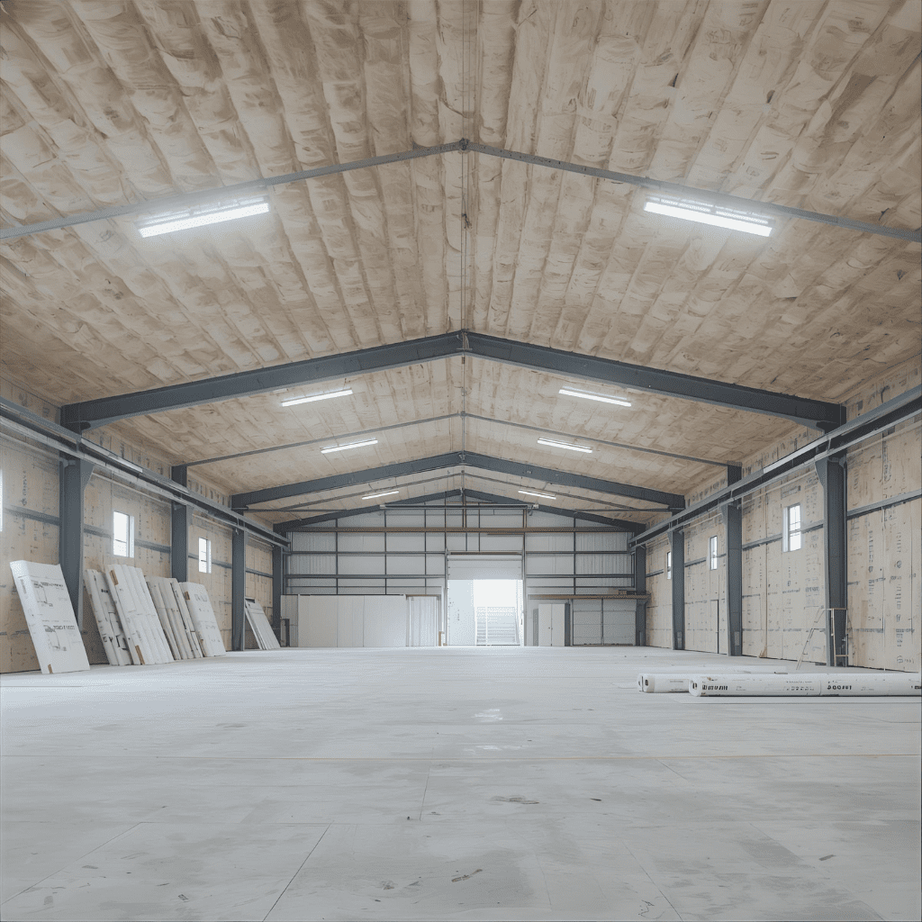 Spray foam insulation in a warehouse
