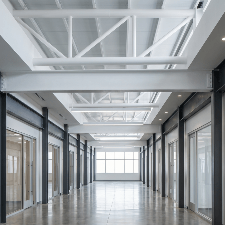 Intumescent coating in a commercial building on the ceiling