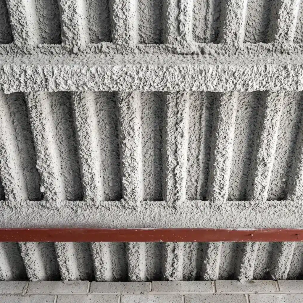 Correctional Insulation: The Practical K-13 Guide For Group I-3 7 Correctional insulation: gray-white spray-applied fiber insulation covering an exposed steel deck ceiling and joists above a masonry wall