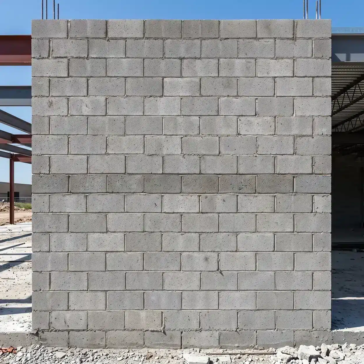 Core Foam cost: unfinished concrete masonry wall elevation with a horizontal bond beam course visible in the coursing